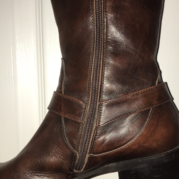 🥾 Brown Leather Cowboy Style Boots WB23 - Picture 3 of 4